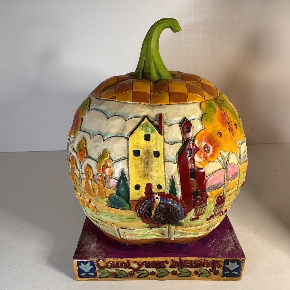 Jim Shore Heartwood Creek Count Your Blessings Pumpkin Autumn Thanksgiving NIB - Picture 6 of 9